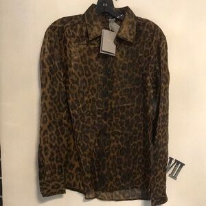 New Authentic TOM FORD Leopard-Print Silk Shirt Size 40